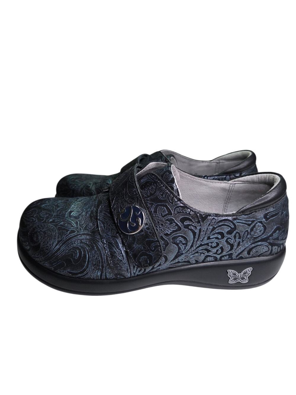 Alegria Joleen Blue Black Leather Nurse Work Shoes Women’s Size US 8.5 EU 38